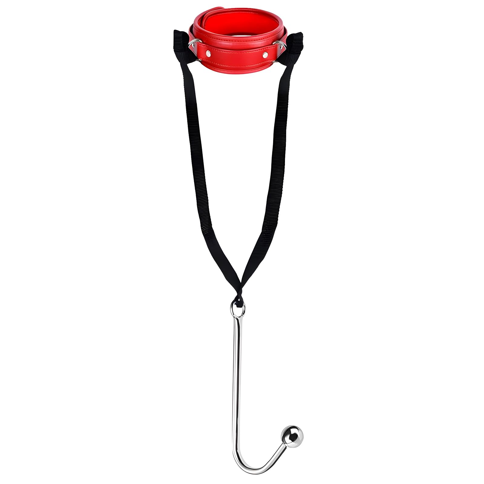 Qoosea Kit de Connexion avec Collier en Cuir et Crochet Anal en Acier Inoxydable, Ensemble Réglable pour Adulte, Emballage Discret