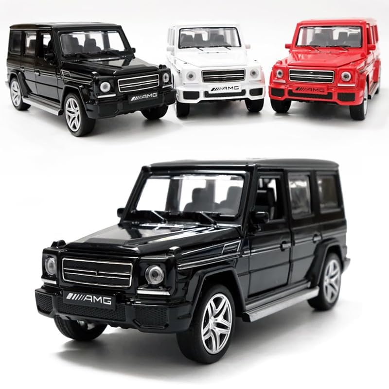 Image of Kids Model 1:32 G65 Die Cast Metal Car Pull Back Action Opening Doors with Realistic Engine Sound Lights Toy Car Gift for Boys - Black