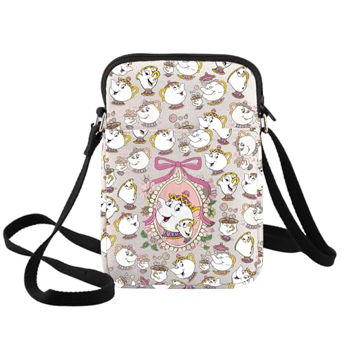 BWWKTOP Mrs Potts & Chip Crossbody Bag Mrs Potts Inspired Gifts Tea Pot and Cup Shoulder Bag Chip Merchandise