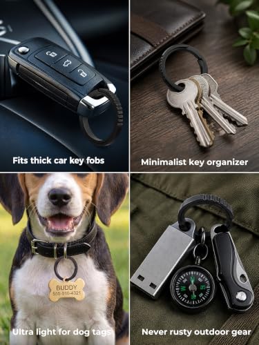 Image of Titanium Key Rings Heavy Duty Side Push Easy Open Split Keychain Rings
