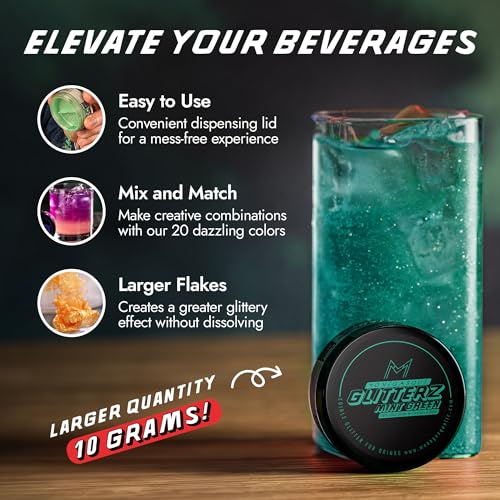 Image of MONEGASQUE Mint Green Edible Glitter for Drinks & Cakes, Drink Glitter, 10g