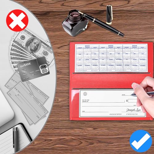 Image of CASMONAL Checkbook Cover for Women & Men, PU Leather Wallet RFID Blocking
