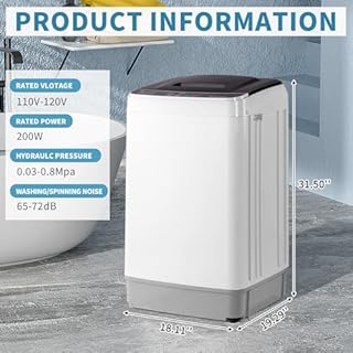 Winado Full Automatic Washing Machine, 17.6Lbs Top Load Portable Washer with Drain Pump, 10 Wash Programs 8 Water 2 in 1 Washer and Dryer for Apartments, RV, Camping