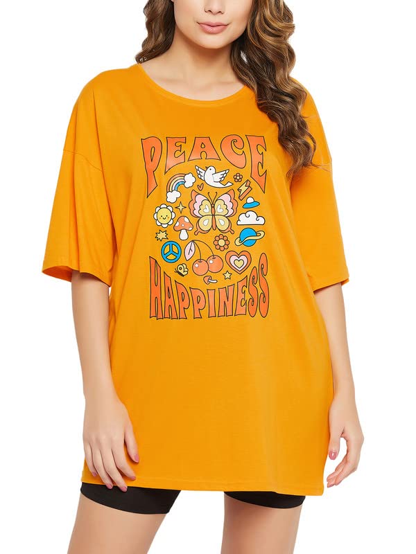 clovia Women's Cotton Graphic & Text Print Oversized T-Shirt-picture-27