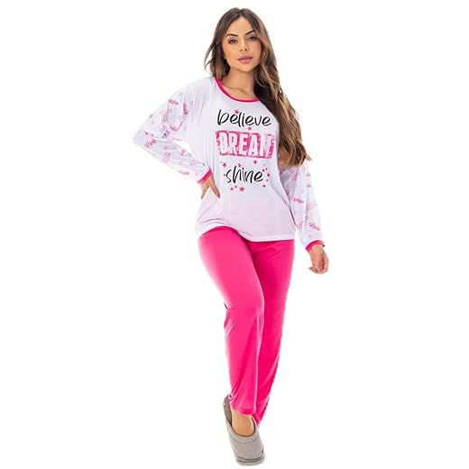 Pijama Manga Longa Feminino em Malha Suave PV | 159