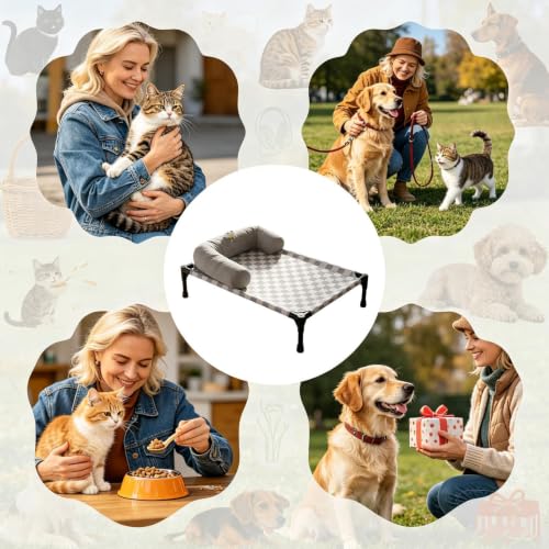 Cama elevada para perros que alivia el calor e incluye almohada 5