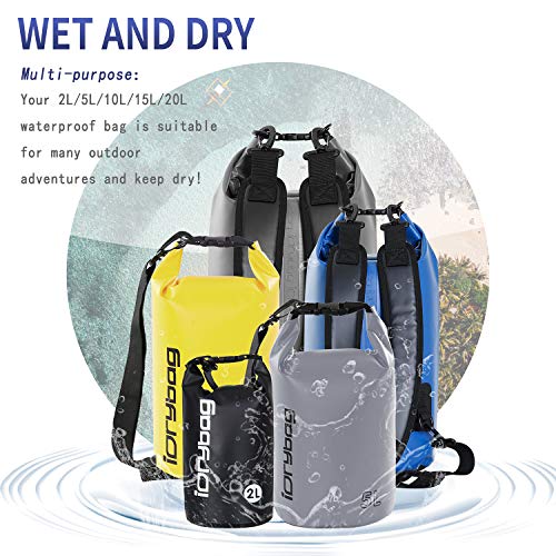 Image of IDRYBAG Dry Bags for Kayaking 2L /5L /10L /15L /20L, Waterproof Small Dry Bag Floating, Dry Sack for Paddleboarding Travel