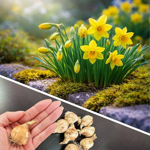 10 Tete A Tete Yellow Dwarf Daffodil Bulbs Mini Narcissus Corms Early Spring Blooming Hardy Garden Plants for Planting Outdoor Pots Containers Borders Rock Gardens Lawns Perennial Bulbs Size 8/10 cm