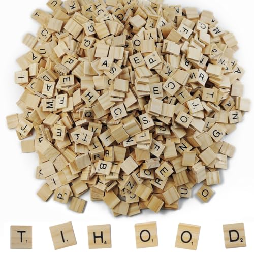 1000 piezas fichas de letras de madera para manualidades