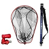 おり釣具 ランディングネット 3点セット BLUE LARCAL カーボン 玉の柄 6ｍ／5.5ｍ／5ｍ + ランディングネットＬ／Ｍ + タモジョイント (sip-netset) (5.5ｍ／レッド, ネットMサイズ)
