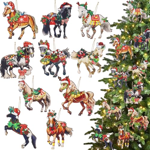 Weihnachten Anhänger, 40 Stück Holz Weihnachtsdeko Anhänger, Pferd...