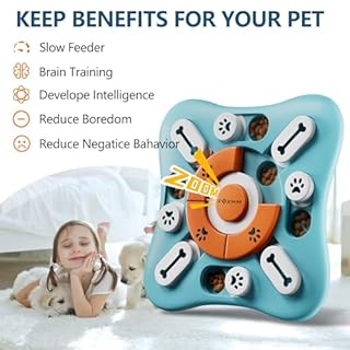 FOXMM Interactive Dog Treat Puzzle Toys for IQ Training & Mental Stimulating,Fun Slow Feeder,Large Medium Small Dogs Enrichment Toys with Squeak Design
