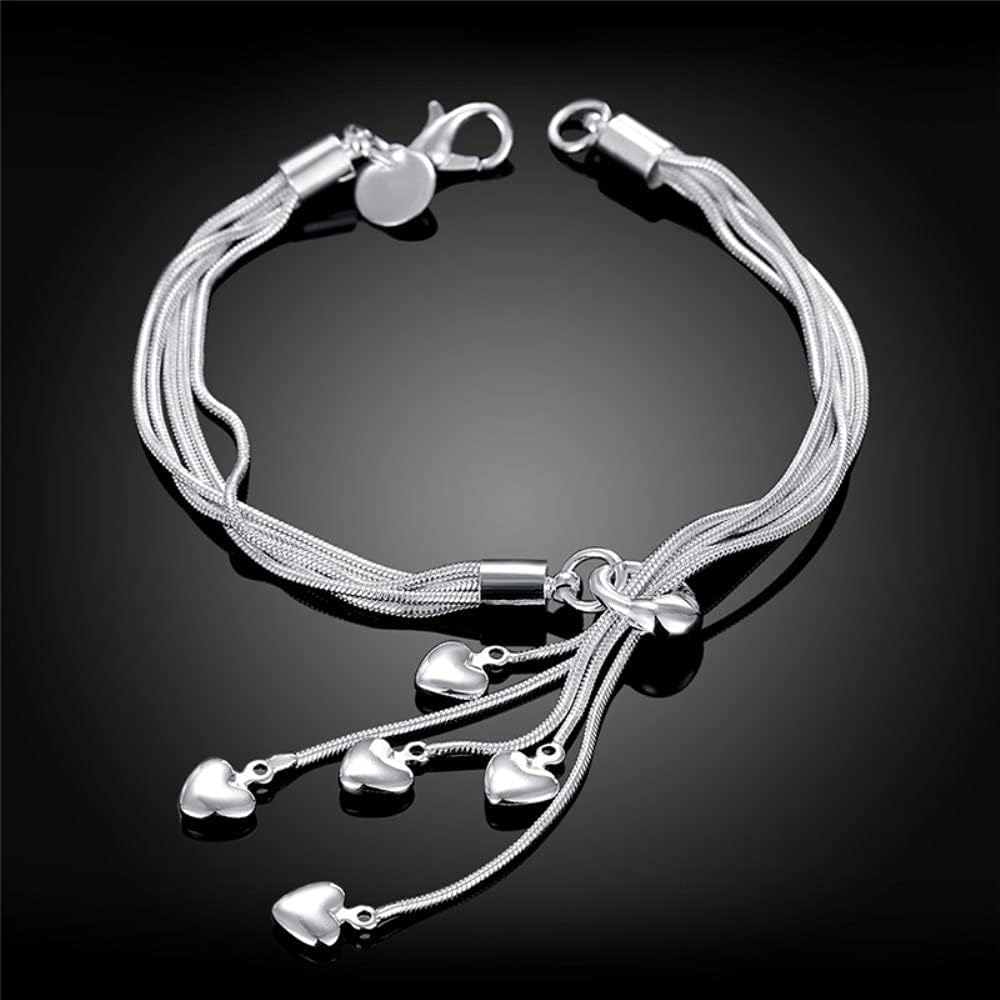 Pulsera y brazalete con dije de corazón y borlas multicapa para mujer