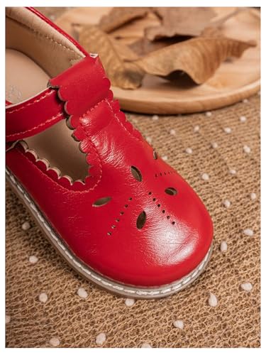 GORGLITTER Girl's Cute Hollow Out Dress Shoes Round Toe Ankle Strap Ballet Flats2