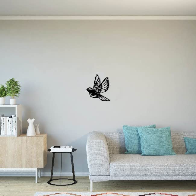 Homemania HOMESRV-27 Wall Decoration - Mural Art Wall - Animals, Bird - for Living Room Bedroom - Black on Metal, 35 x 1.5 x 40 cm - Image 2
