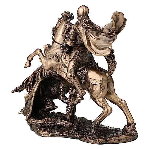 Estatua de San Jorge matadragones acabado bronce 6.25 pulg miniatura 6