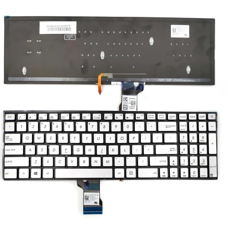 Fácil de reemplazar Teclado para portátil ASUS ZenBook Pro UX501, UX501J, UX501JW, UX501V, UX501VW, Plateado Estadounidense, retroiluminado y sin Marco