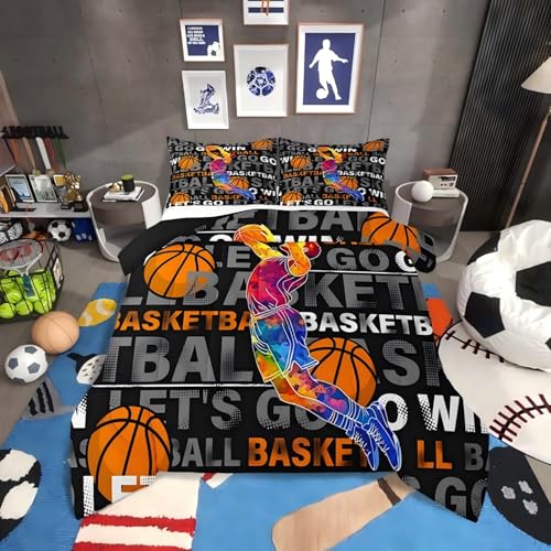 Ball Game Duvet Insert for Boys Full Size, Basketball Bedding Set...