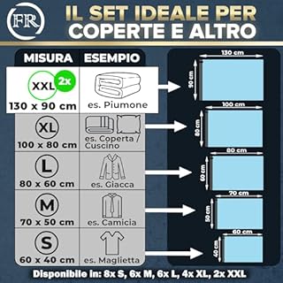FiRiO XXL Sacchi Sottovuoto Piumoni e Coperte I 2 PEZZI I Taglia XXL: 130x90 cm I Sacchetti Sottovuoto Piumoni, Buste Sottovuoto Piumini I Large Vacuum Bags for Bedding I Sacchi Sottovuoto Grandi