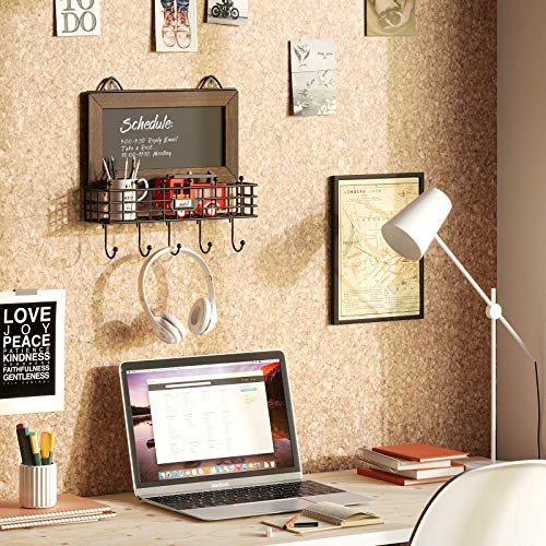image for GREENSTELL Key Hooks Holder with Chalkboard, Tags & 5 Key Hooks, Wall 