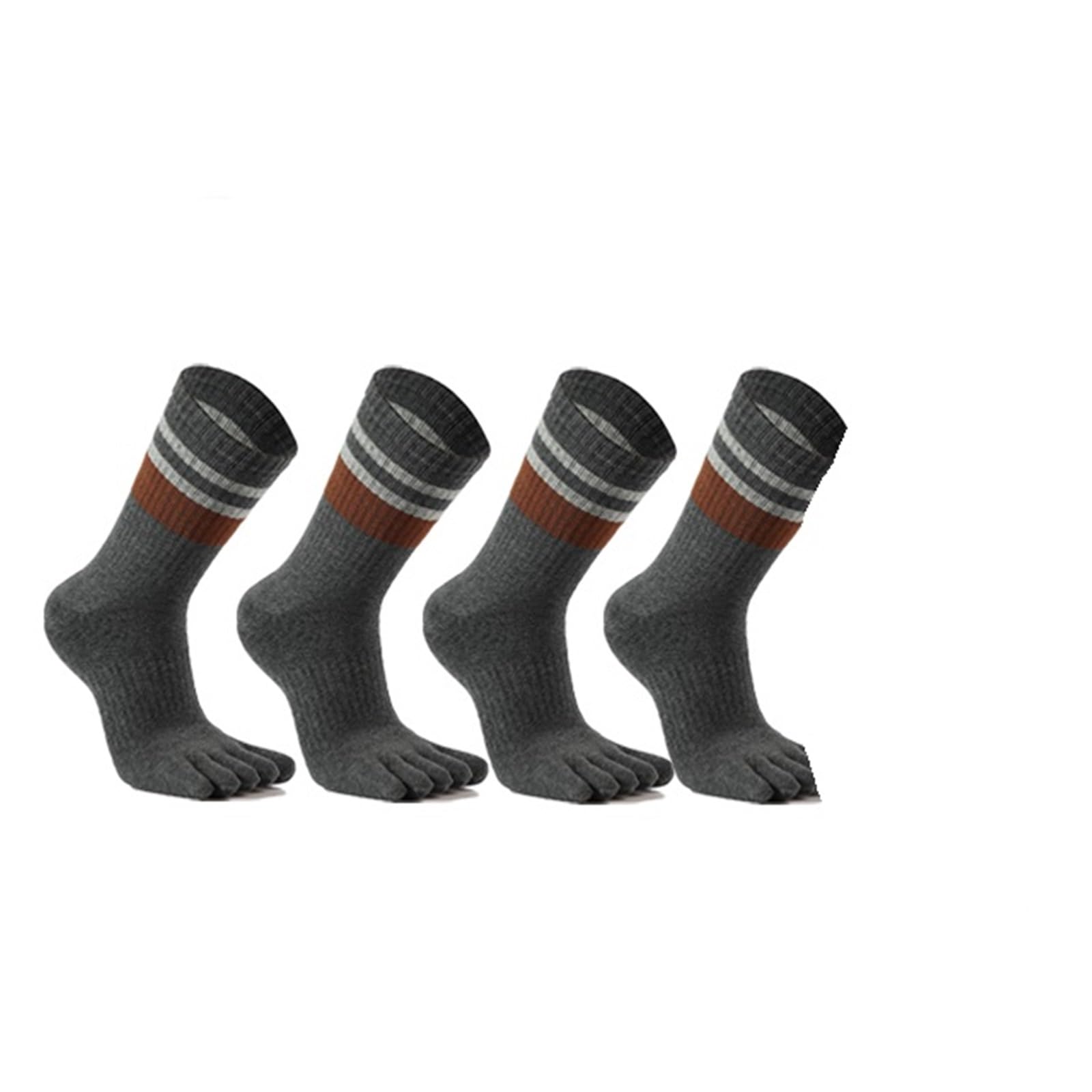 Calzini a cinque dita 5 paia di calzini da uomo in cotone a righe spessi, morbidi ed elastici che assorbono il sudore, mantengono caldo il vestito da festa, calzini lunghi da 5 dita.(Dark Grey)