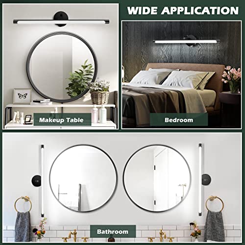 Image of VSATEN 24 inch Bathroom Light Fixtures, Modern Black LED Bathroom Vanity Lights Rotatable Vanity Lights for Bathroom Bedroom Living Room Mirror, 6000K Cool White