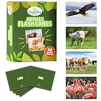 50 Animal Flash Cards - Realistic Photo Cards - Fun Vocabulary Builder for Autisim, Speech Therapy, ESL, Occupational Therapy - Montessori Educational Games for Preschool Kids Learning Activity