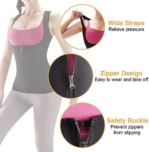 Hooxum Sauna Suit Sweat Vest for Women Weight Loss Waist Trainer Vest Workout Body Shaper Corset With Zipper 5 51EGMuY1DQL. AC