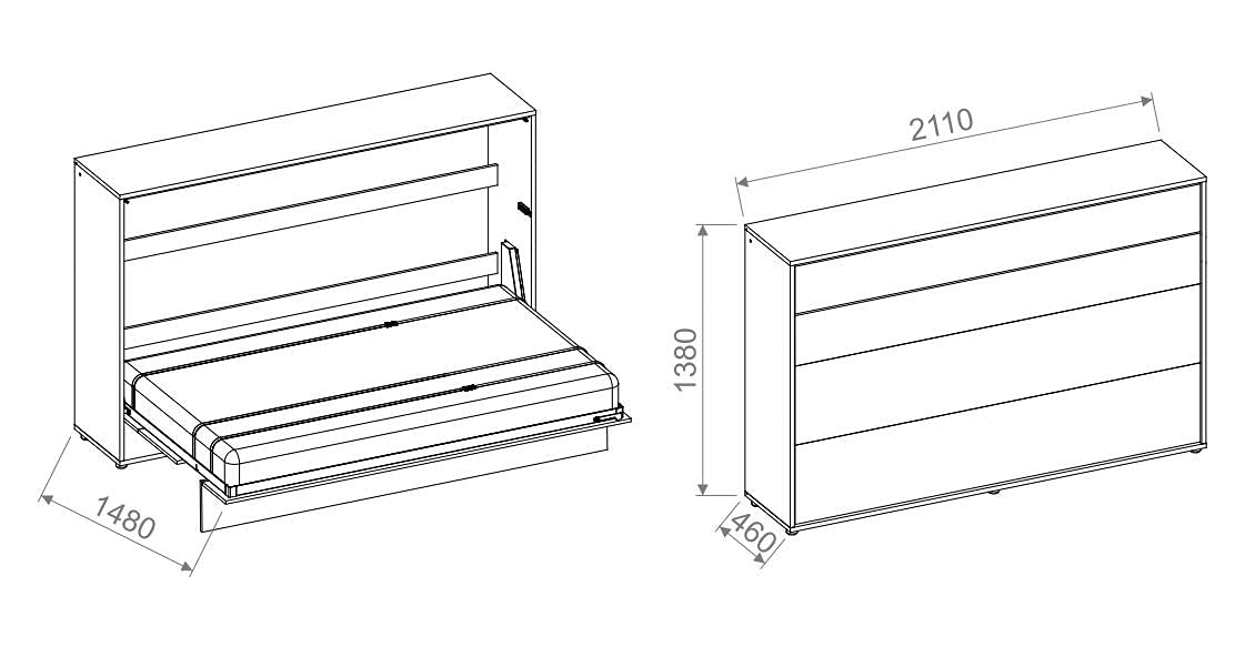LENART Łóżko Chowane Bed Concept Poziome 120 x 200 Biały satynowy