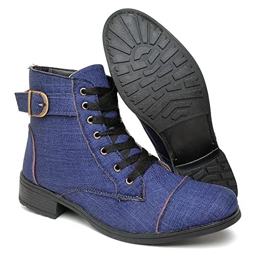 Bota Feminina Coturno Cano Medio Inverno (Jeans, 38)