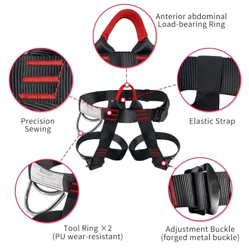 Image of NewDoar Climbing Harness, Mountaineering Rock Climbing Harness, Half Body Harness for Rappelling Fire Rescuing Tree Climbing
