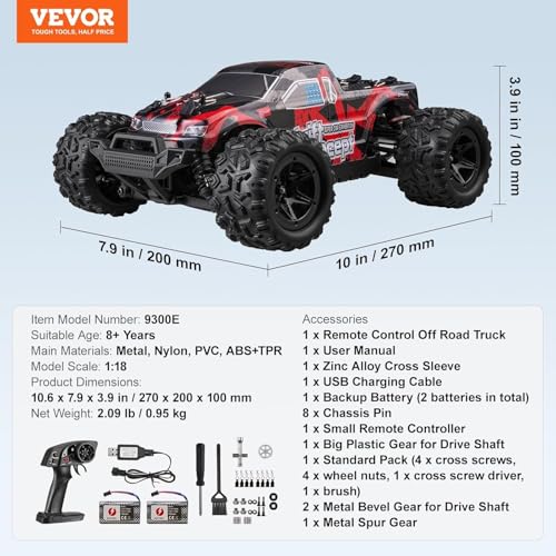 Image of Rc Cars 40+Km /H High Speed 4Wd 1:18 Scale Electric Waterproof Truggy Remote Control Off Road Monster Truck with Rechargeable Battery,RTR All Terrain Toys for Kids & Adult,Multicolor