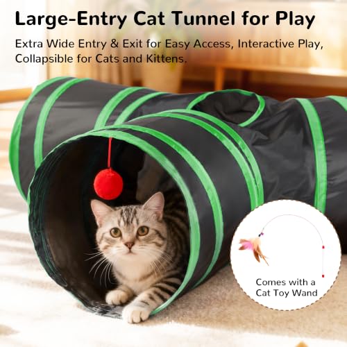 Image of Tempcore Cat Tunnel, 3-Way Collapsible Toy, Large Size Black & Green