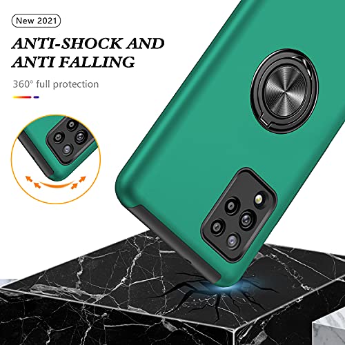Image of Galaxy A42 5G Case for Samsung A42 Case Military Grade Shockproof Built-in Ring Holder Kickstand Car Mount Armor Heavy Duty Protective Case for Galaxy A42 Phone Case (Dark Green)