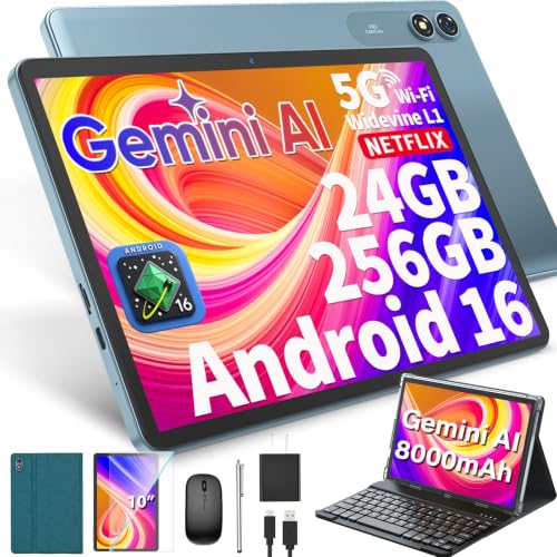 Image of 10 inch Tablet with Keyboard - Android 16 Tablet with 24GB+256GB+2TB Expand