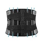 Back Support Brace with 6 Stays, Breathable Back Support Belt for work, Back Brace for Men Women Lower Back Pain Relief for Herniated Disc, Sciatica, Large