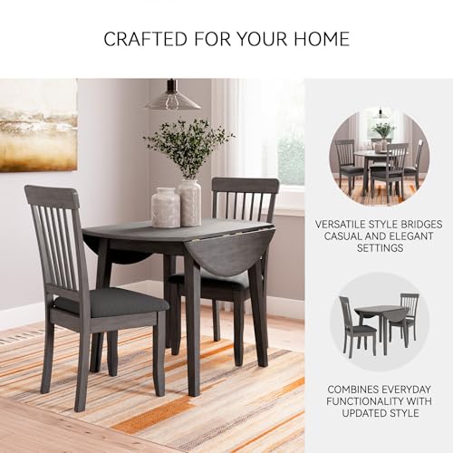 Image of Signature Design by Ashley Shullden Drop Leaf Dining Table, 43 in, Grey | Extendable drop leaves, Seats up to 4, Space-saving footprint, Hardwood solids, select veneers and MDF substrate