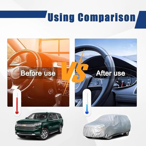 Image of Kayme 6 Layers SUV Car Cover Custom Fit for Nissan Armada (2003-2026), Waterproof All Weather for Automobiles,Rain Sun UV Protection.Silver