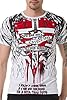 Men's T-Shirt Short Sleeve Rhinestones Round Neck Print Cotton Leisure Shirt CT673 White XL #4