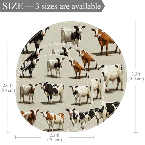 Tapis de douche vache rond 1m antidérapant déco chambre bébé - 4