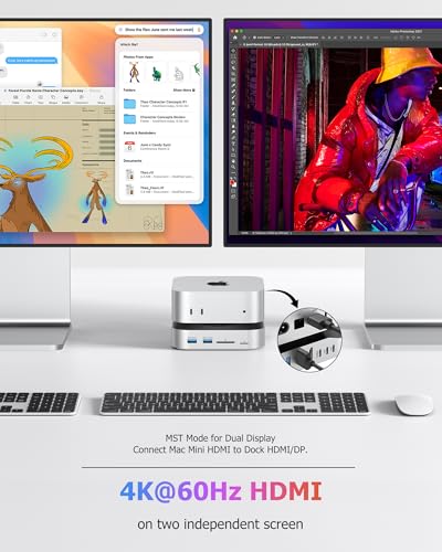 Image of Mac mini M4 Dock with NVMe SSD Enclosure, 40Gbps 8TB SSD Support, 10-in-2 USB-C Hub with 2xUSB-A, USB-C, 10Gbps, 2xUSB-A 5Gbps, HDMI, DP, SD /TF Reader, Magnetic Cover