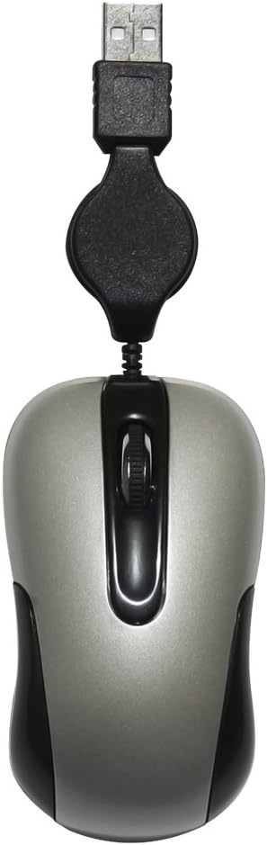 5079 Mini Retractable Cable Wired USB Optical Mouse for for Laptop (Gray)