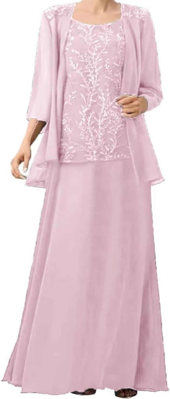 2 Pieces Mother of The Bride Dress with Jacket Long Mother of The Groom Dresses Women Formal Evening Gowns