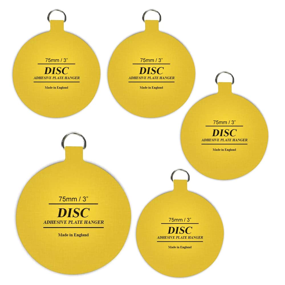 Disc Hanger for Walls - Strong Invisible 75mm Plate Holder - Pack of 5 Self Adhesive Hooks for Picture Plate Hanging
