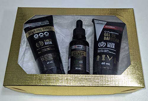Presente masculino - Kit Gel de Barbear + Balm Pós Barba + Óleo para Barba (Lager Beer)