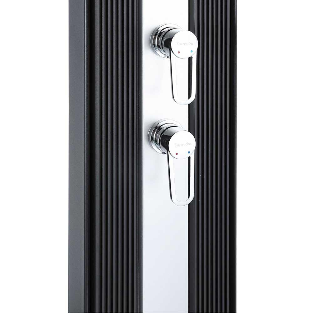 Formidra - Douche Hybride Dada Straight 40L - DS-D463NX - Douche Extérieure avec Raccords Eau Chaude/Froide, Douchette Amovible et Pomme de Douche Anti-calcaire - Anthracite Aluminium - 32.4x14x228cm