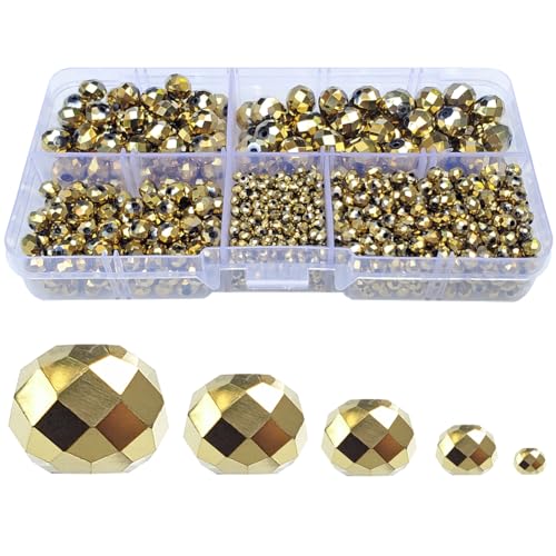 Image of Light Gold Rondelle Glass Beads for Jewelry Making, Faceted Briolette Crytal Spacer Beads for Bracelet Necklace Earring (2mm 4mm 6mm 8mm 10mm Mixed Sizes, 1000pcs)