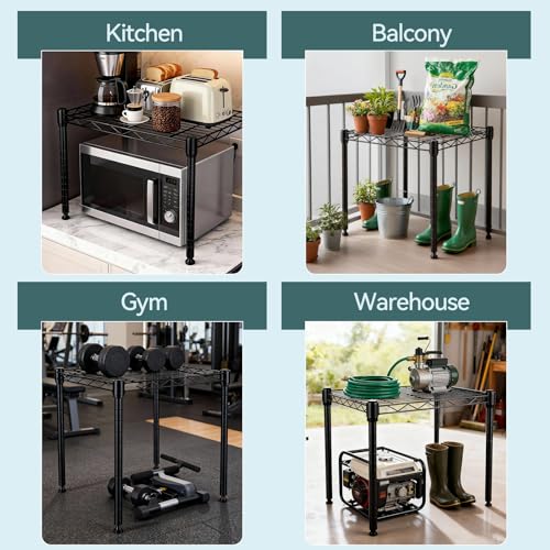 Image of 1-Tier Wire Shelving Unit, Stackable Metal Storage Shelves, Versatile Utility Shelves & Wire Rack for Garage Shelving, Pantry Shelves, Office, Living Room,Black