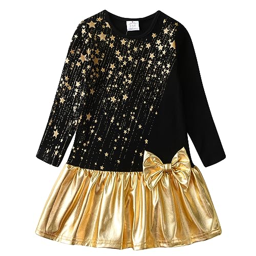 VIKITA Mädchen Baumwolle Cartoon Blumen Langarm Kleid EINWEG...