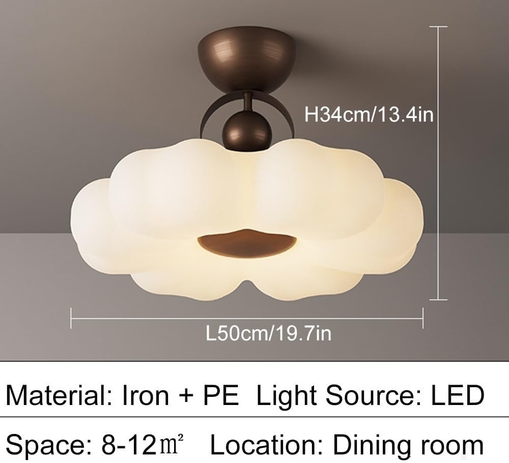 Modern Creative Flower LED Ceiling Light, Irregular Flush MountWhite Coffee Iron PE Shade Ceiling Lamp Fixture for Bedroom Hallway